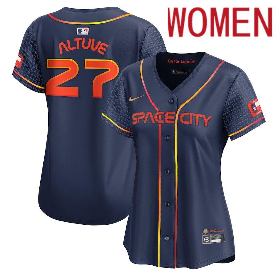 Women Houston Astros #27 Jose Altuve Nike Navy City Connect Limited Player MLB Jersey->->Women Jersey